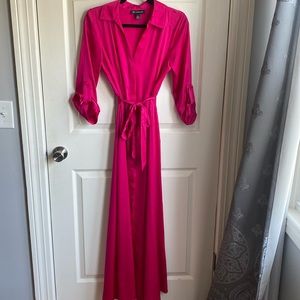 INC Pink Silk Button Front Maxi Dress